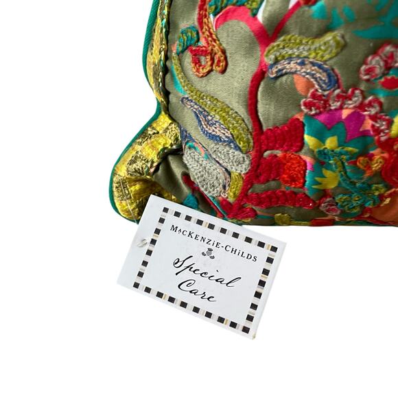 Mackenzie Childs Cockatiel Chartreuse Throw Pillow Brand New - Picture 11 of 16